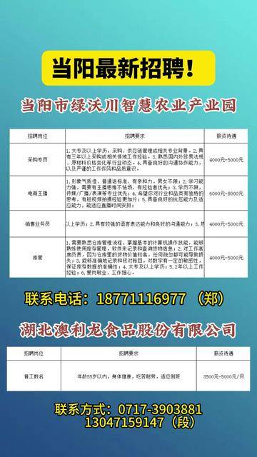 当阳最新招聘信息总览